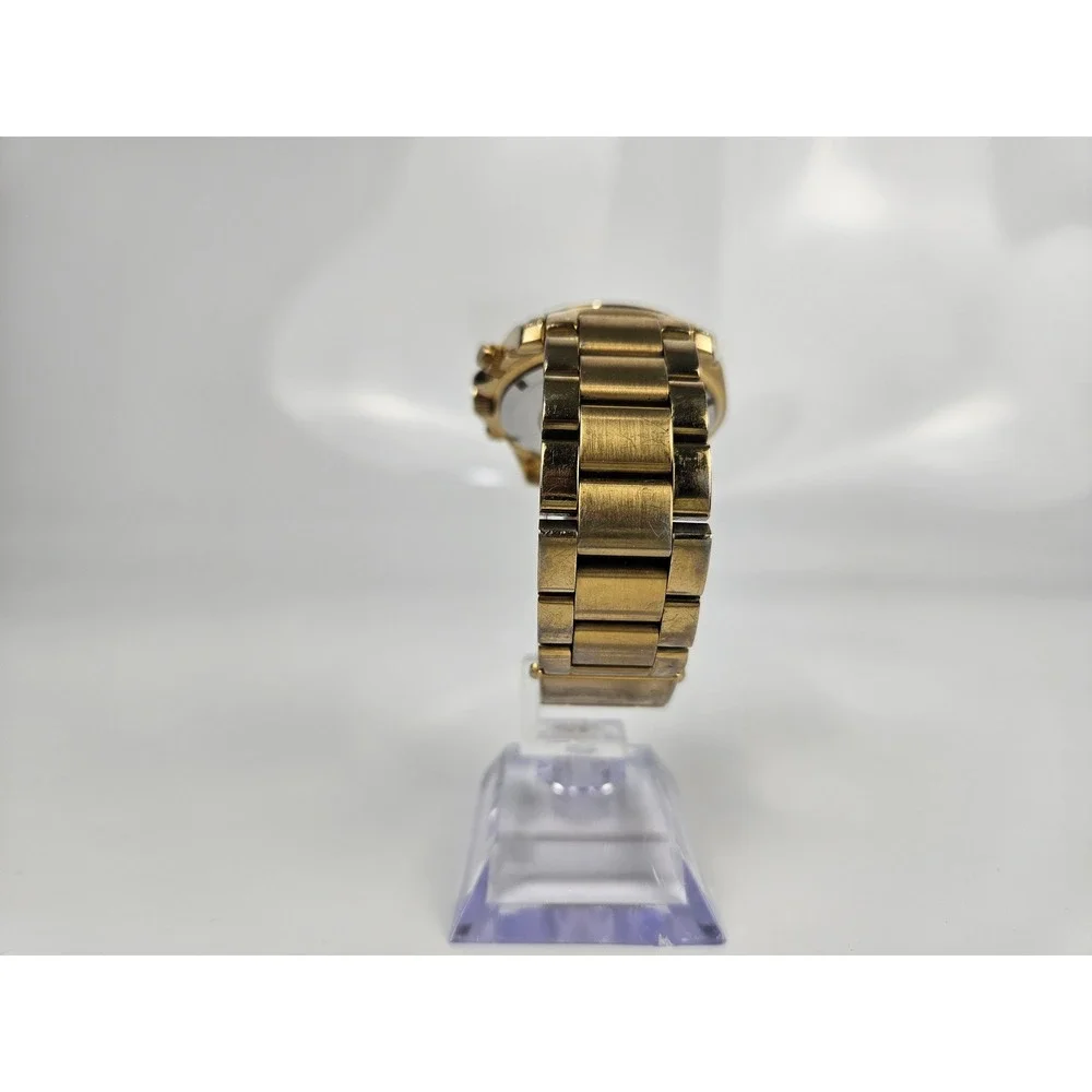 Michael Kors Ladies Gold‎ Tone Stainless Steel Chronograph Watch MK5166 WORKS!